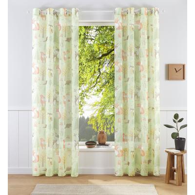 Gardine OTTO HOME "Waldtiere" Gr. 3, grün, B:140cm H:225cm, Voile, Polyester, Gardinen, Gardine, bedruckte Kindergardine, verschiedene Größen