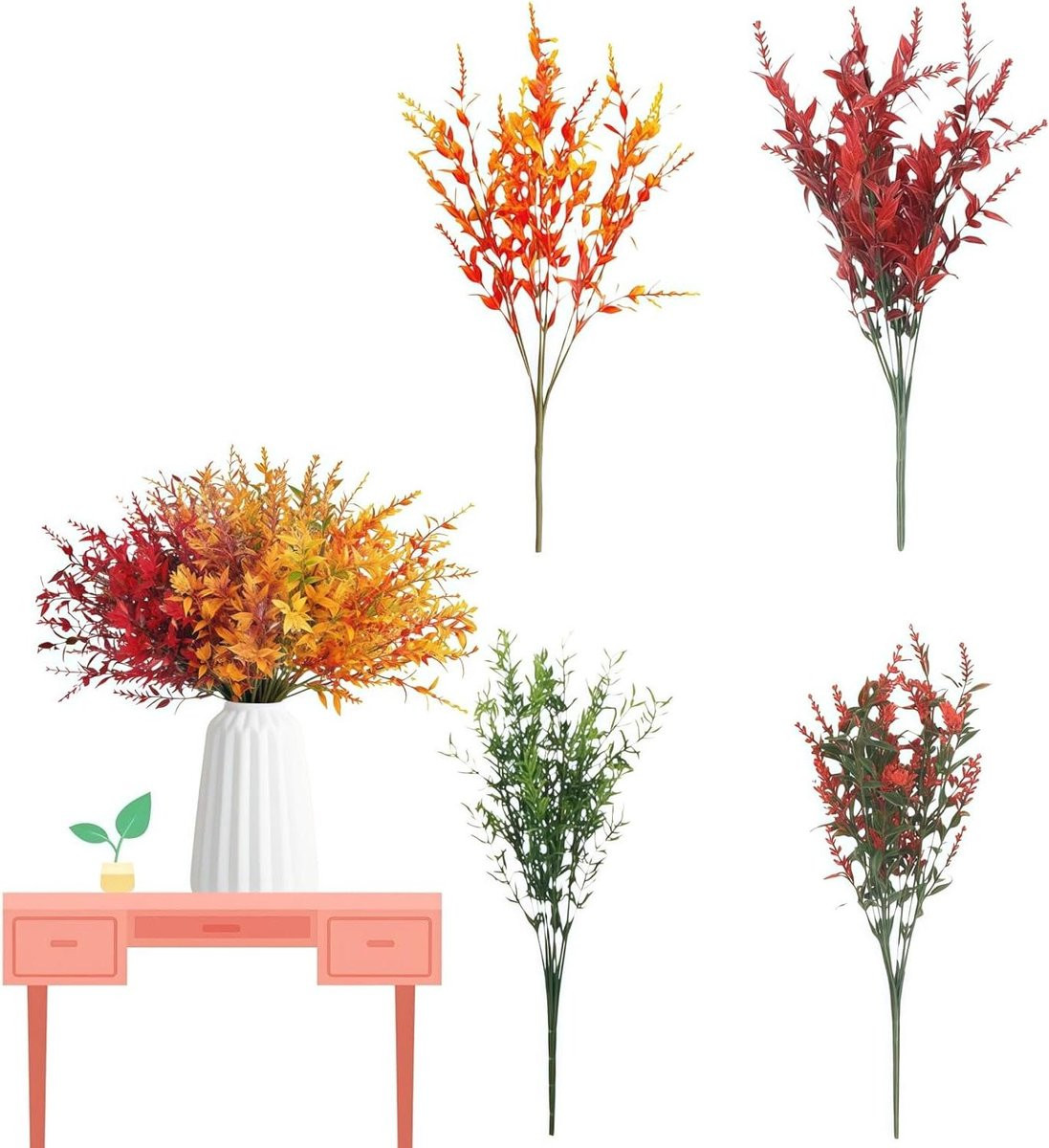 12 Bundels Kunstbloemen Herfst Decoratie Geel - 38 cm Lengte