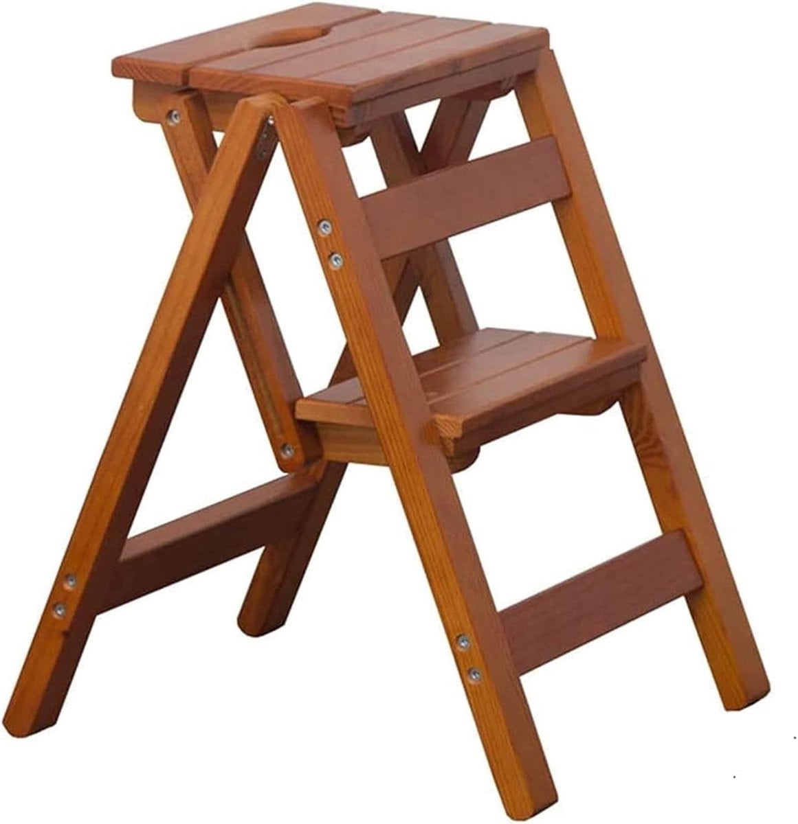 Opvouwbare houten trapladder met 2 treden voor keuken en kantoor