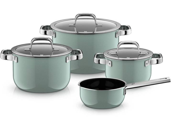 Topf-Set WMF Fusiontec Mineral Pro , grün, Töpfe, Topf-Set, kratzfeste Oberfläche, wärmereduzierende Hohlgriffe, Made in Germany