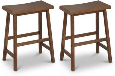 Costway 24 Inch Counter Height Stools Solid Wood Saddle Bar Stools Set of 2-Brown