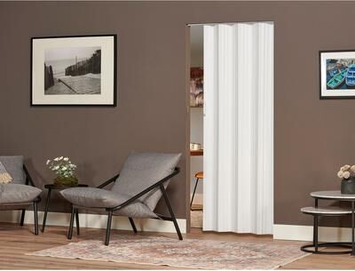 Spectrum Dunes White PVC Folding Closet Door Accordion Door 36 x 80