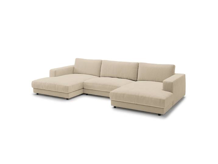 Wohnlandschaft Beige Feincordstoff Feena 190cm Gleichschenklig Modern Polyurethanschaum