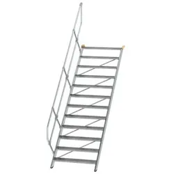 Treppe 45° Stufenbreite 1000 mm 12 Stufen Aluminium geriffelt