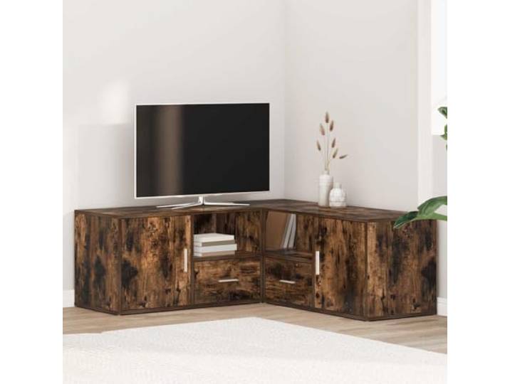 FMPGJLYH Eckregal Räuchereiche 200x40x45 cm - Vielseitiges Aufbewahrungsregal in L-Form, Holzwerkstoff Sideboard für Wohnzimmer und Büro