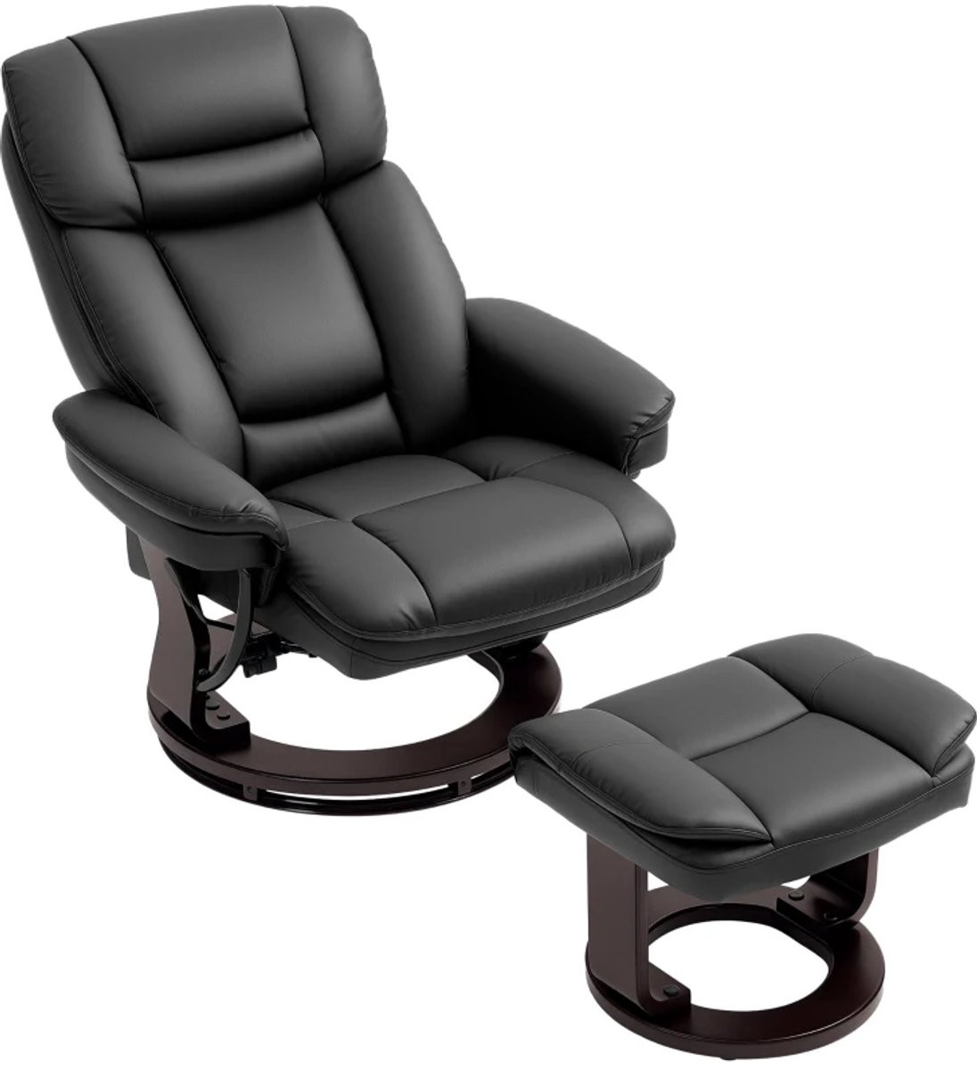 Zylaro Moderne Relaxfauteuil met Voetenbank en Verstelbare Rugleuning - Zwart