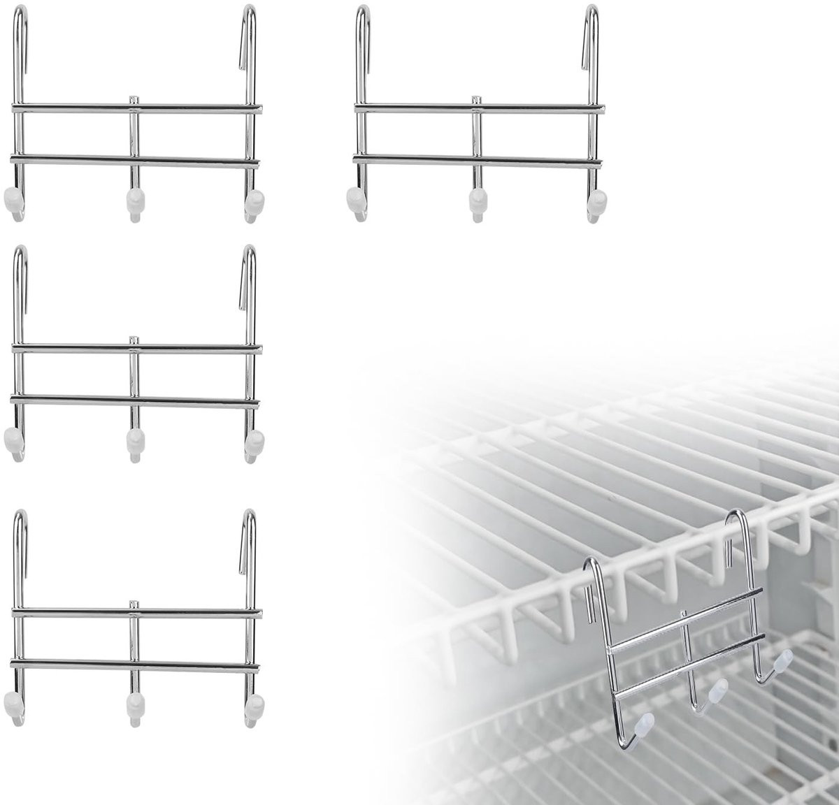 Dailygoods Set van 4 Verchroomde Ophanghaken voor Draadplanken