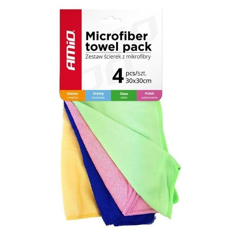 Amio Mikrofaser-Putztuch-Set - 4 Sorten - 30 x 30 cm (44077230)