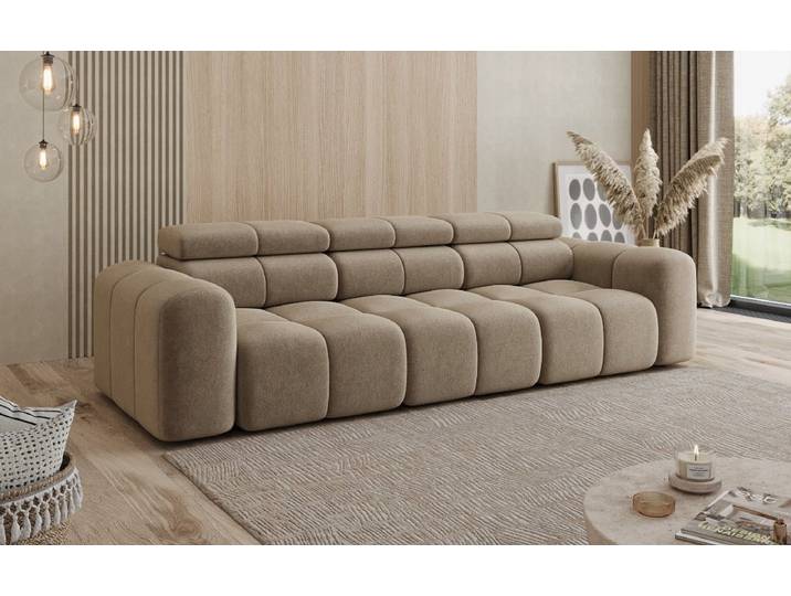 Designer Sofa 3 Sitzer Mia in Chenille - Beige - Chenille - Luxusbetten24