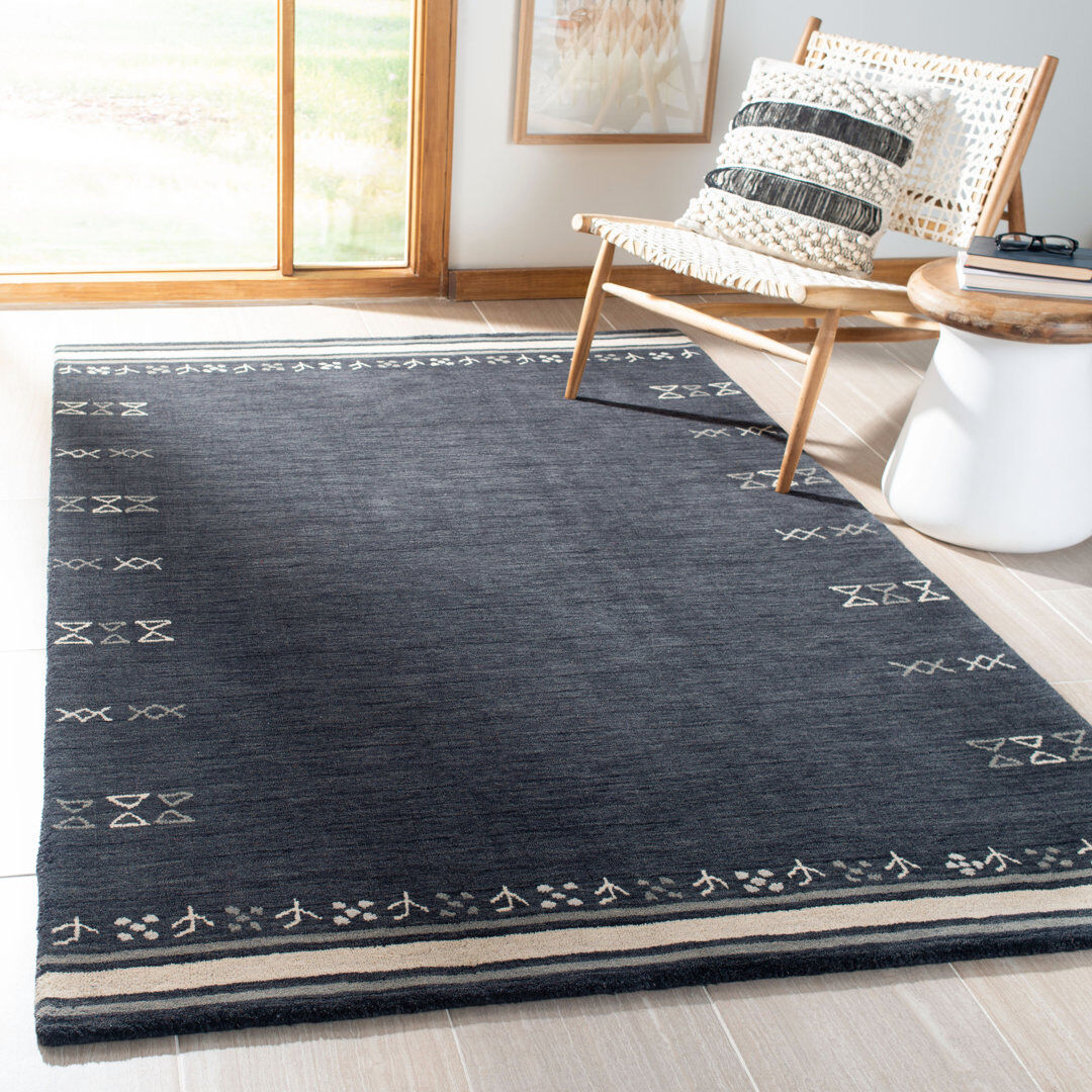 Bloomsbury Market Wool Hand Loomed Area Rug Charcoal Rectangle 183 x 274 cm