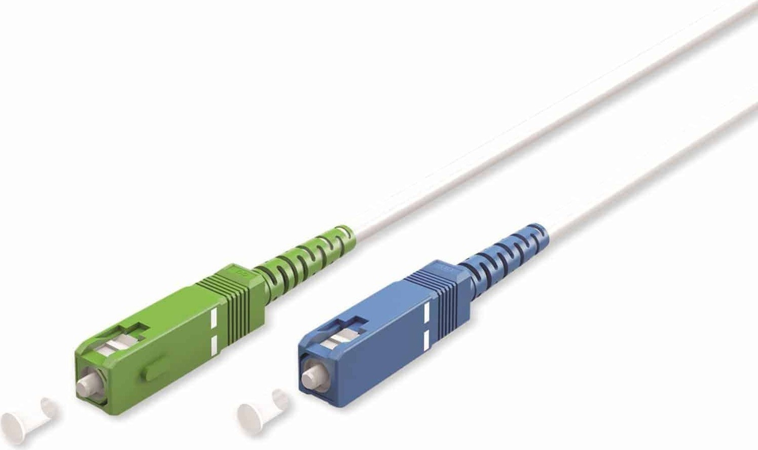 Goobay 59617 Glasvezelkabel FTTH single-mode OS2, wit, simplex, 0,5 meter, SC-APC naar SC-UPC connector, LSZH