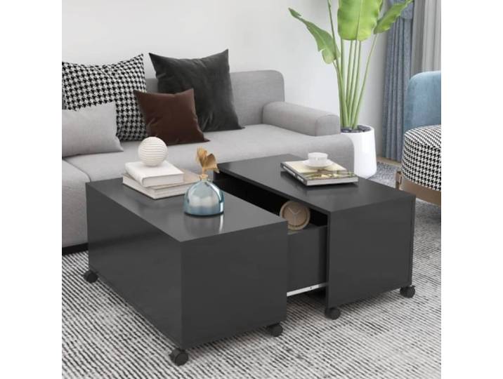 Table basse - HAUTE QUALITÉ - 75x75x38 cm - Gris - Aggloméré - Design contemporain