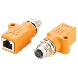 Exsys Adapter M12 A-code BU - RJ45 BU (RJ45 (1x)), Netzwerk Adapter, Orange
