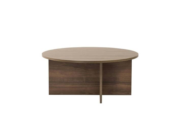 Table basse ronde moderne - décor noyer