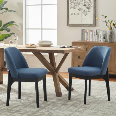 Keoni Modern Fabric Upholstered Dining Room Chair Kitchen with wood legs - N/A