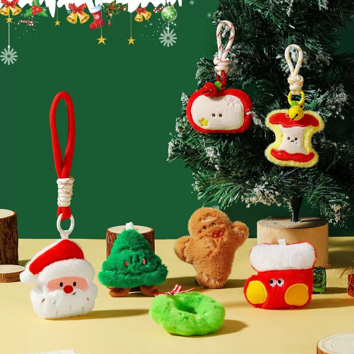 INF Weißer Plüsch-Schlüsselanhänger mit Lanyard - Weihnachts-Schneemann-Dekoration