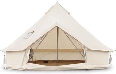 Costway Waterproof Bell Tent with Stove Jack Accommodates and Mesh Windows Doors-S