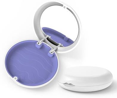 Fusion Finds Portable Retainer Case With Mirror For Aligners Dentures And Braces white purple mirror