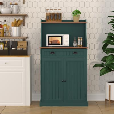 HomeLiveRelax "54"" Tall Kitchen Pantry Cabinet, Freestanding Microwave Stand with Drawer & Adjustable Shelves, Buffet Storage Cabinet"