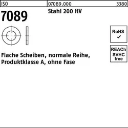 Unterlegscheibe ISO 7089 o.Fase 14 Stahl 200 HV 250 Stück