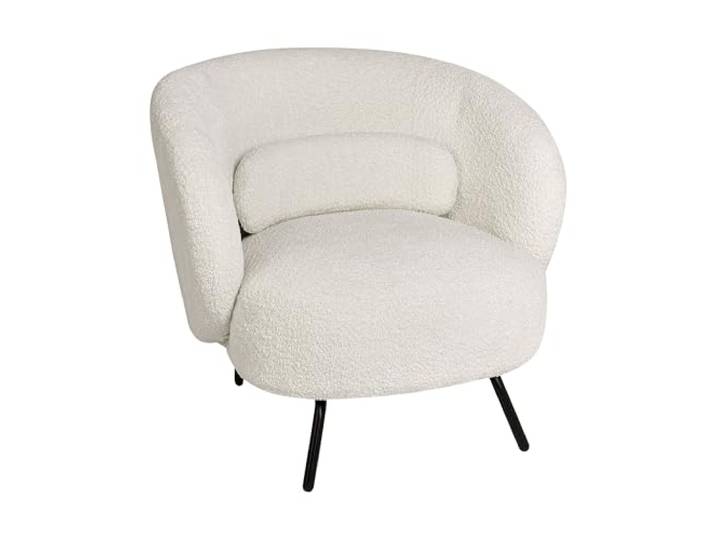 Beliani Sessel Bouclé Creme weiß mit schwarzen Beinen gepolstert Glamour Design Makela