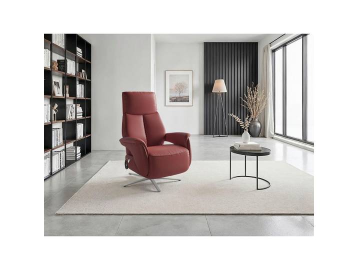 Sit & More Relaxsessel TV Lazy E Xs1, Rotbraun, Metall, Echtleder, Nappaleder, 75x110x85 cm, Liegefunktion, Sitzfläche 360° drehbar, gepolsterte Armlehnen, Wohnzimmer, Sessel, Relaxsessel