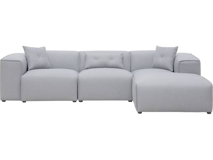 BELIANI Ecksofa Hellgrau Stoffbezug L-Förmig Linksseitig für 3 Personen Zeitgenössisch Modern Wohnzimmer