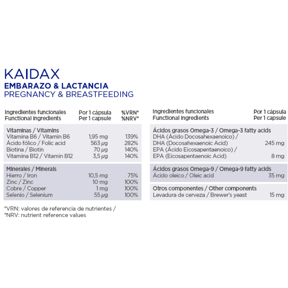 KAIDAX Pregnacy and Breastfeeding Capsules Food Supplement 60&nbsp;caps.
