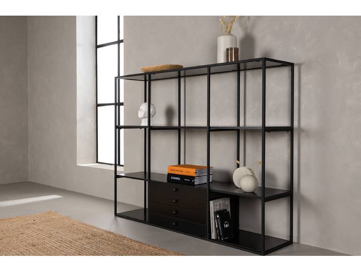 Regal Amarillo MDF Mitteldichte Holzfaserplatte , beschichtet Schwarz 150 x 120 x 35cm