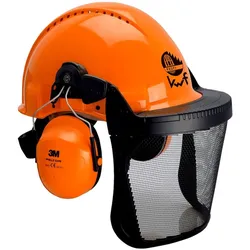 3M Kombination für die Forstwirtschaft, G3000 Schutzhelm in Orange, H31 Kapselgehörschutz, FH1 Halterung und 5C Netzvisier, KWF, G3000MOR31FH15C FPA