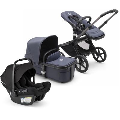 Bugaboo Fox 5 + Turtle Air Shield Travel System Bundle - Graphite / Stormy Blue / Stormy Blue / Blac