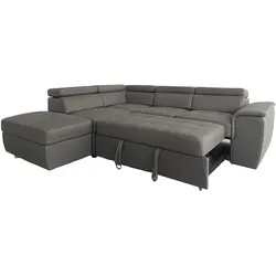 HTI-Living, Sofa + Bettsofa, Couch Sandy mit Ottomane links Grau (Ecksofa)