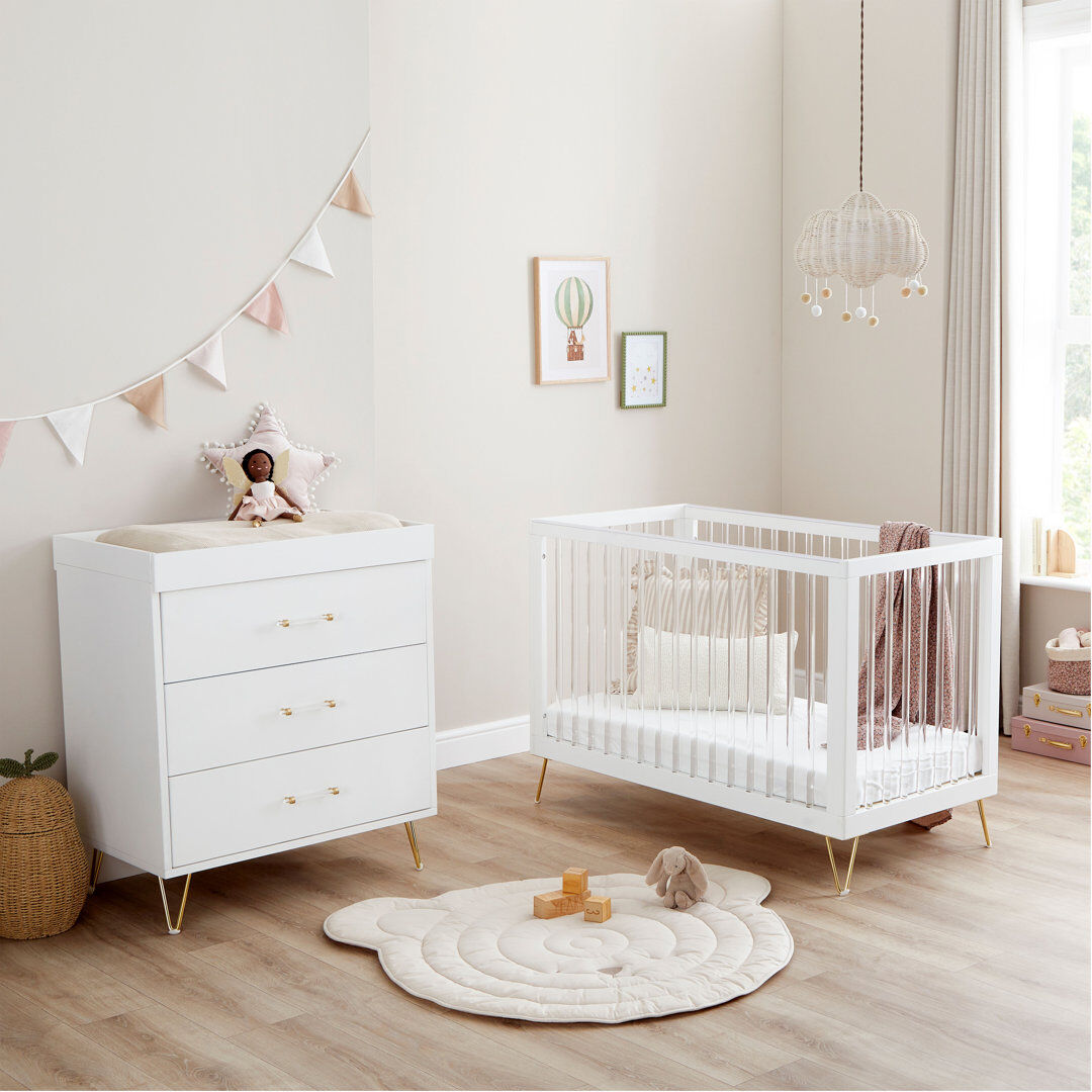 Babymore Kimi Acrylic 2 Piece Nursery Room Set White 87cm H x 60cm W