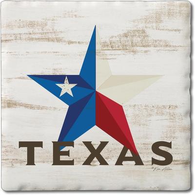 Thirstystone Texas Star 4-Pack Tumbled Tile Stone Coasters with Protective Cork Backing Manufactured in The USA