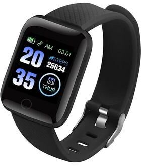 CaseAndConnect 116Plus Smart Bracelet Fitness Tracker With Heart Rate Monitor IP67 Waterproof Color Screen black