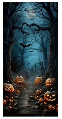 Uplift Treasures Halloween Moon Night Door Cover Haunted House Porch Banner 2