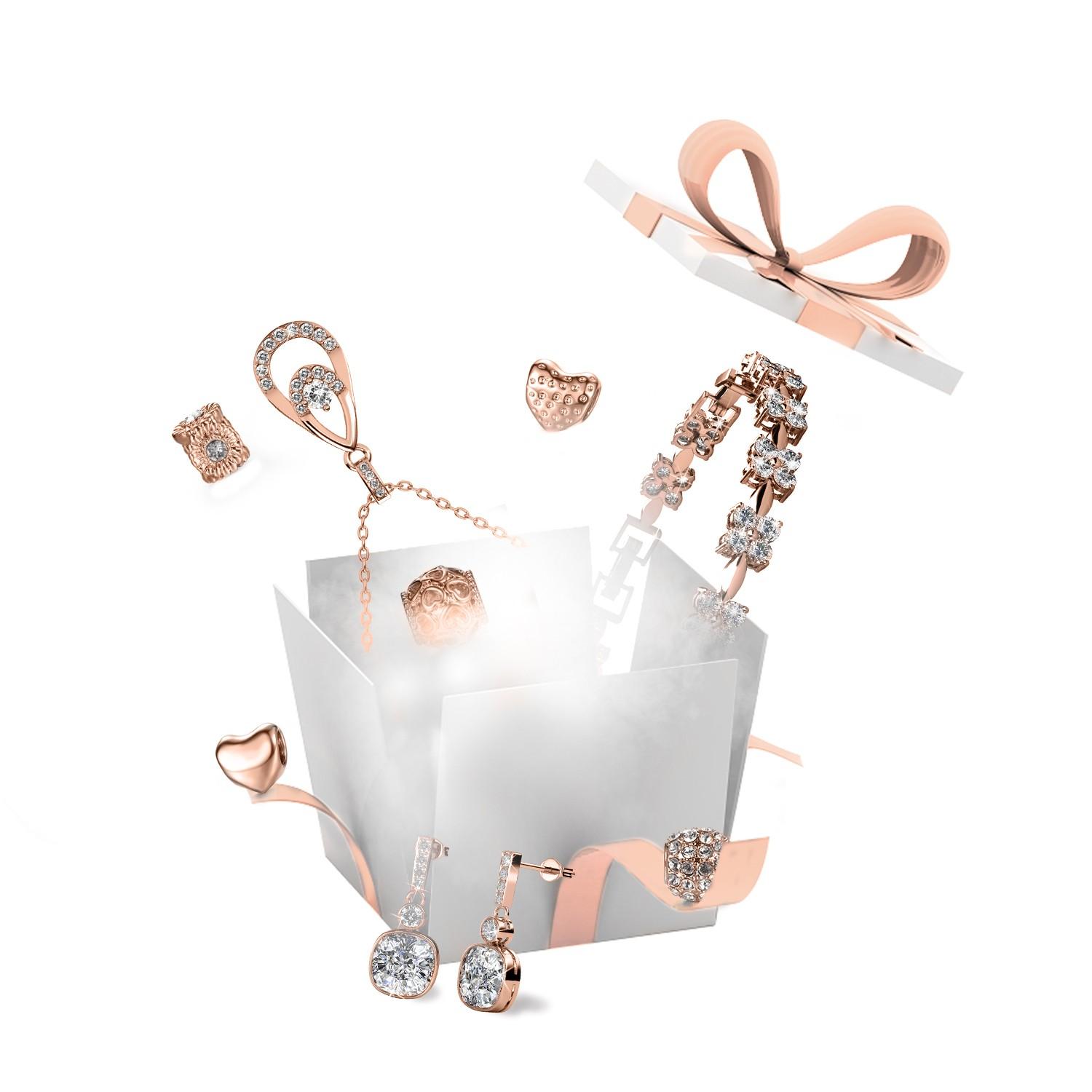 13 juwelen en 11 verrassingskralen voor een doe-het-zelf-adventskalender - roségoud en kristal