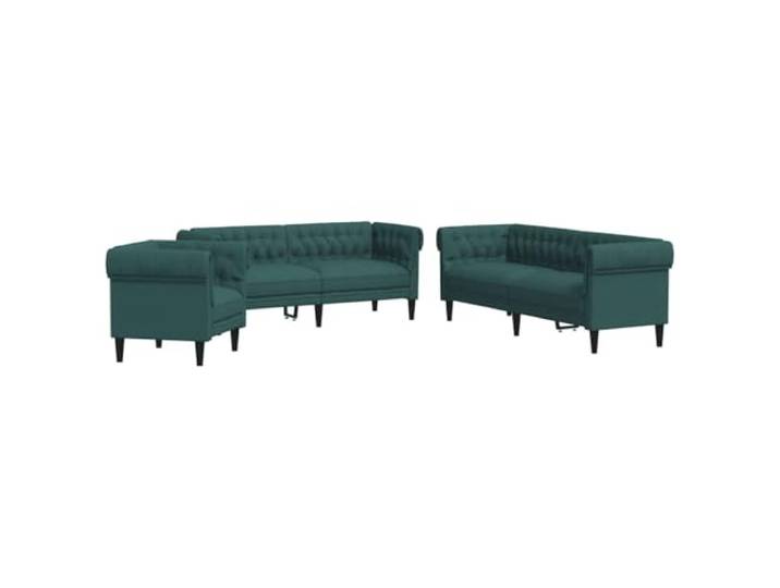 Todiikf 3-TLG Sofagarnitur Dunkelgrün Polstersofa Set mit Sessel & Couch Gemütliche Sitzgruppe aus dunklem Stoff mit stabilem Holzgestell für Wohnzimmer, Büro oder Aufenthaltsraum.