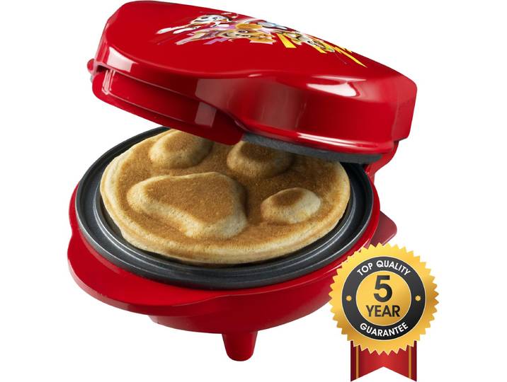 Bestron Wafelijzer - APP500R - 550W - Paw Patrol mini wafel - Hondenpoot vorm - Marshall - Rood - 5 jaar garantie