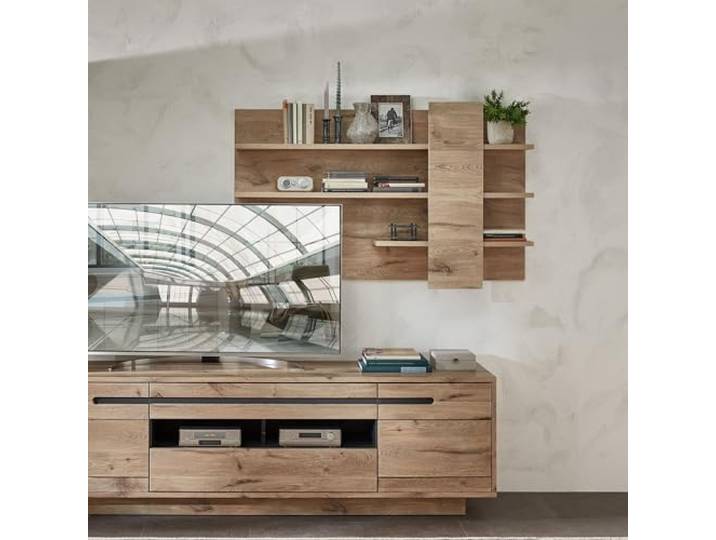 möbelando Wandboard >Bellano< in Viking Oak Dekor, Spannplatte - 140x86x22cm (BxHxT)