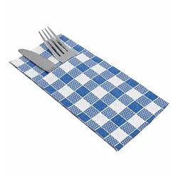 MONOUSO - Blau Besteckserviette aus Papier "Vichy" 40x40cm (60 Stück)