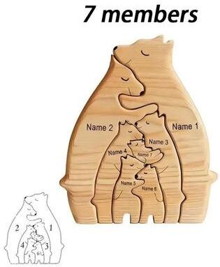 Uplift Picks Personalized Wooden Bear Family Puzzle For Heartwarming Custom Home Decor Gifts 7 Members customized