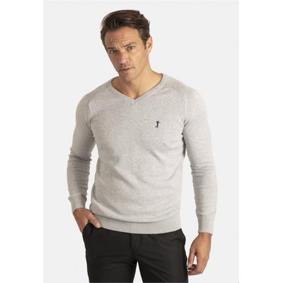 Strickpullover SIR RAYMOND TAILOR "Santos", Herren, Gr. 3XL, grau, 100% Baumwolle, unifarben, normal, Rundhals, Pullover Strickpullover, in klassischem Design