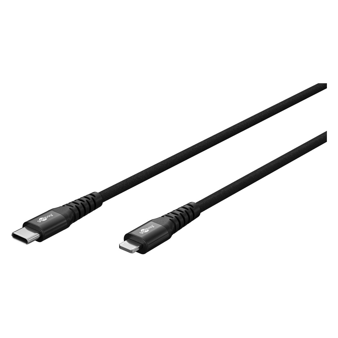 Goobay Lightning USB-C Supersoftes Textilkabel mit Metallsteckern, 2 m (2 m, USB 2.0, 60 W) (74516)