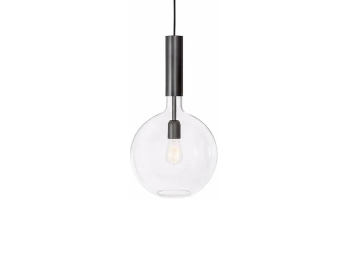 Konsthantverk Pendule Rosdala verre transparent, fer noir oxydé, petit