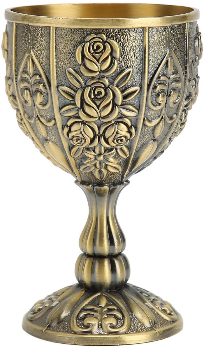 Allecto Bronzen Metalen Reliëf Wijnbeker - Handgemaakte Vintage Kelk