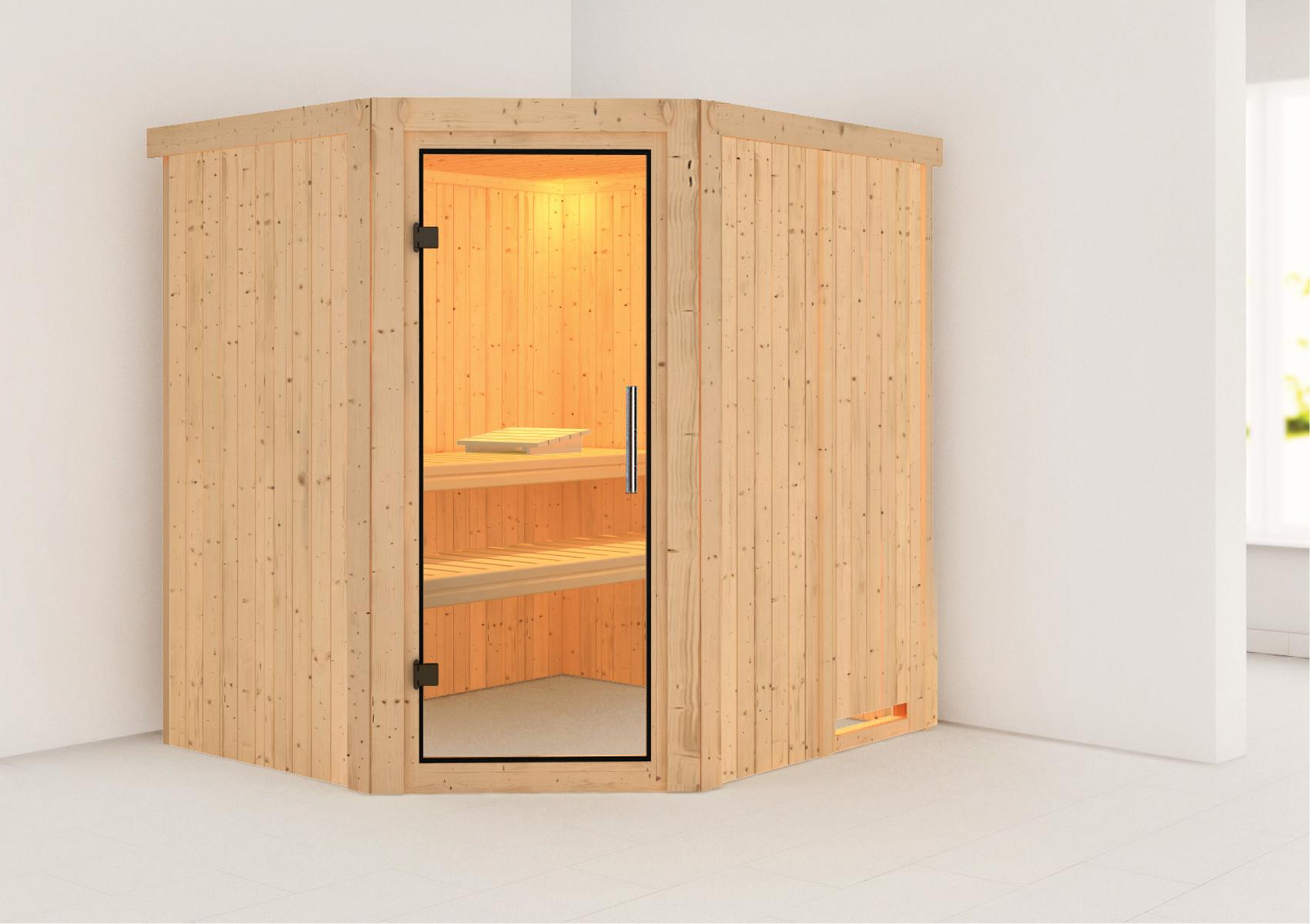 KARIBUHOLZT Sauna Lilja Eck o. Zub. klarglas GGT 16880082