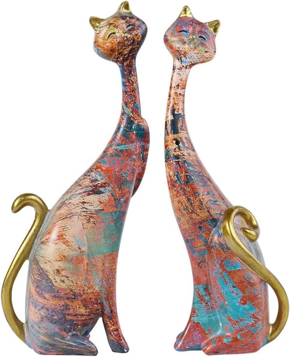Abstracte Kat Beelden - Geometrische Sculpturen voor Huisdecoratie