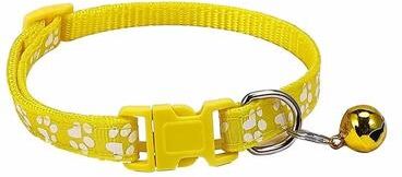 Inspired Living PawPrint Bell Pet Collar For Cats & Small Dogs Adjustable Colorful Safety Collar yellow