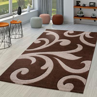 Paco Home Modern Area Rug Floral Pattern with Contour Cut